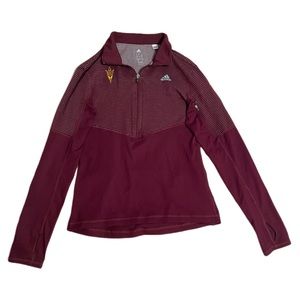 ASU athletic Adidas polo half zip up sweatshirt with thumb holes